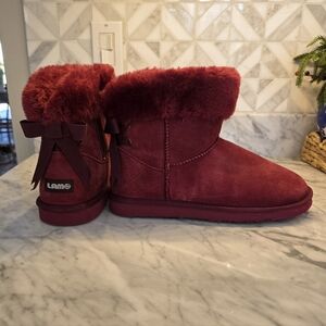 Lamo Adele Deep Red Fur-Lined Boots